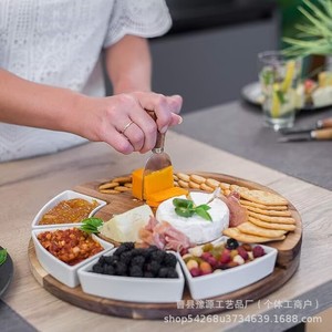 Juego de Tabla de Quesos Giratoria de Madera Maciza con Cuchillos, Bandeja de Servir de Madera de Acacia para Picnic, Fiestas y Aperitivos - Product Image 2