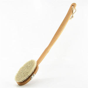 Brosse de bain moderne en bois de hêtre à manche incurvé extra long, plateau amovible, manche à brancher, poils de crin de cheval <span class=keywords><strong>pour</strong></span> le soin du corps - En stock - Product Image 2