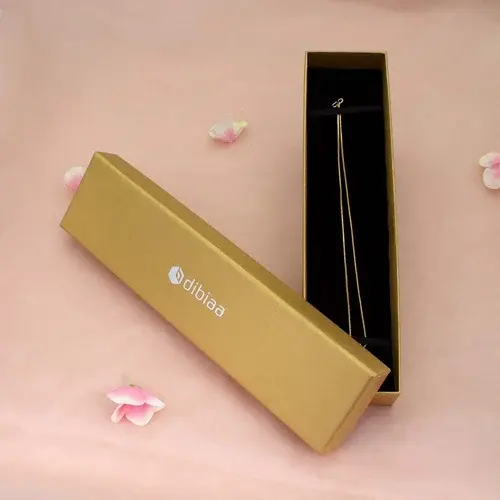 Goldene metallische Luxuskette Schmuckverpackungsbox von hoher Qualität kundenspezifische Geschenkbox für Marken und kommerziellen Gebrauch