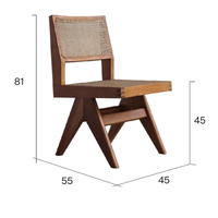 Chaise de bureau minimaliste en noyer, fauteuil rétro en rotin, chaise de bureau/déjeuner sur mesure en bois massif pour salle d'exposition