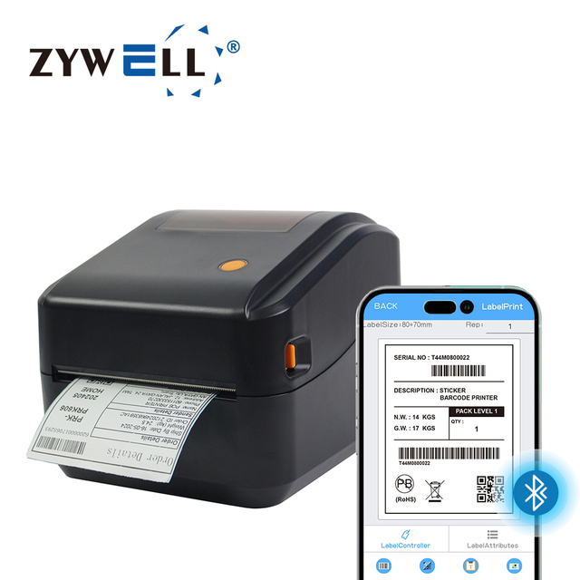 New Shipping Label Printer 4x6 bluetooth Thermal Sticker Printer with Big Paper Bin ZYWELL ZY-4600
