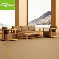 Luxe 4 pièces extérieur en bois Villa patio canapé ensemble de meubles coussin épais hôtel jardin canapé teck mobilier d'extérieur