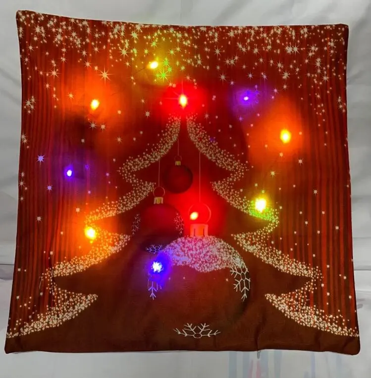 45x45cm de luminiscente muñeco de nieve fundas de cojines funda de almohada Navidad Año Nuevo decoración de luces LED de Navidad almohada cubierta los casos