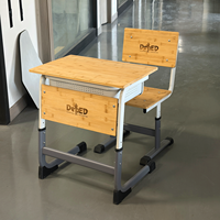 Conjunto de Silla y Escritorio para Niños con Altura Ajustable y Solapa Frontal para Aula, Muebles Escolares de Bambú de DepEd Filipinas