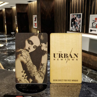 Premium RFID NFC Wooden/Bamboo Business Card Mini Tag Laser Engraving Waterproof 13.56MHz Payment Card for Hotels Offices