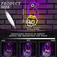 Letrero de Neón Personalizado de Halloween, Calavera de Cuervo LED, Arte de Pared con Alimentación USB y Regulador de Intensidad, Decoración Gótica Espeluznante para el Hogar, Fiestas y Casas Encantadas