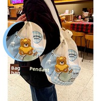 Pendentif en peluche ours rayé doux et mignon, porte-clés adorable ours brun de dessin animé, breloque de sac, cadeau