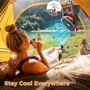 Ventilateur de camping portable rechargeable avec lumières, ventilateur de tente de plage extérieur à 4 vitesses et luminosité réglable - Product Image 2