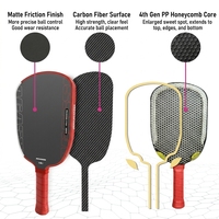 IMAO Meilleure Vente Raquette de Pickleball en Fibre de Carbone Toray T700 avec Noyau en Mousse EVA de 16mm et Envolure Entièrement Enveloppée de Mousse pour le Projet Gen4