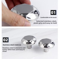 Poignée de couvercle de casserole en acier inoxydable à motifs de diamant Bouton de couvercle en métal de style coréen pour ustensiles de cuisine Accessoire universel de vapeur domestique