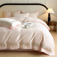Ensemble de literie en satin de coton 100% brodé de luxe, 4 pièces, housse de couette, linge de lit pour la maison, chambre d'hôtes