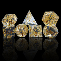 Logo personnalisé RPG mdn dés en résine mdn jeu de dés transparent mdn avec feuille d'or 7 pièces pour les jeux de rôle donjons et dragons ttrpg