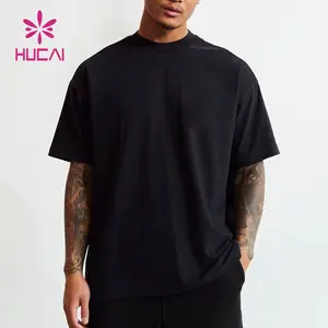Benutzer definierte Sport bekleidung Recycelbare Herren schwarze Polyester Baumwolle Workout schlichte übergroße Fitness-T-Shirts