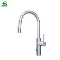 Meilleure vente robinet de cuisine à poignée unique à montage sur pont noir mat capteur sans contact en acier inoxydable 304 fonction eau chaude et froide