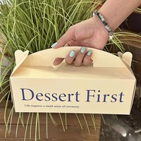 Boîte d'emballage de gâteau rigide pliable de luxe avec logo personnalisé, réutilisable, imperméable, écologique, en papier, avec poignée