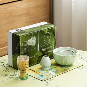 Juego de Cerámica Estilo Japonés de 7 Piezas: Cepillo para Batir, Batidor de Té, Tazón para Matcha, Soporte para Libros - Product Image 4