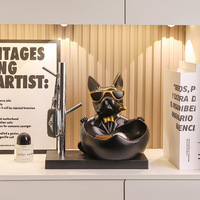 Sculpture de bouledogue français en résine unique et créative, design Art Déco fait à la main avec revêtement pour la décoration de bureau, rangement de clés, cadeau d'anniversaire