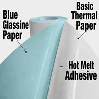 Label Termal Langsung Ekonomis 72gsm Kustom GH501 Lem Hotmelt 50g Blue Glassine untuk Label Harga Supermarket Pabrik Sumber