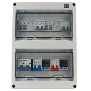 Boîtier combinateur AC+DC 2 chaînes 2 entrées 2 sorties 16A 20A 25A 32A 600V Disjoncteur AC Protection contre les surtensions AC pour système d'énergie solaire - Product Image 1
