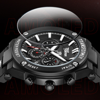 Montre chronographe à quartz Mark Fairwhale 45 mm pour homme, étanche, bracelet en silicone sport, bouton de réinitialisation FW-7200