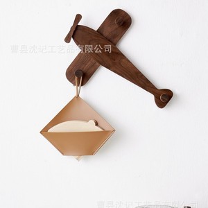 Wooden Airplane Shape Wall Mounted Coat Rack For <b>Clothes</b> Hats Bags Living Room Bedroom Entryway Childrens Room <b>Storage</b> Organizer - Product Image 2