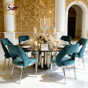 Juego de Comedor Moderno de Acero Inoxidable Redondo de Lujo para 8 Personas, Muebles para el Hogar, Personalizable para Uso en Hoteles - Product Image 4