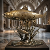 Figurine de carpe en bronze artisanale - Taille, espèce et patine entièrement personnalisables, sculpture en bronze
