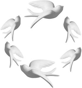 सफेद राल Sparrows निगल पक्षियों दीवार घुड़सवार Livingroom सजावट के लिए फांसी - Product Image 1