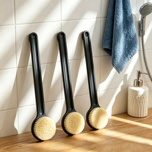 Bath <b>Brush</b> Long Handled Soft Bristled <b>Shower</b> <b>Back</b> Scrubber Body Cleaning <b>Brush</b> Black 145g Nylon PP - Product Image 1