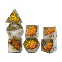 Permainan Papan Peran Kustom Grosir, Permainan Meja Persegi, Dadu RPG Resin, Set Dadu DND 7 Buah, Hitam