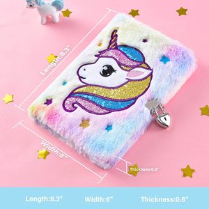 Carnets de journal intime licorne en peluche, pour enfants, carnets scintillants, agenda, cadeau de nouvel arrivage - Product Image 2