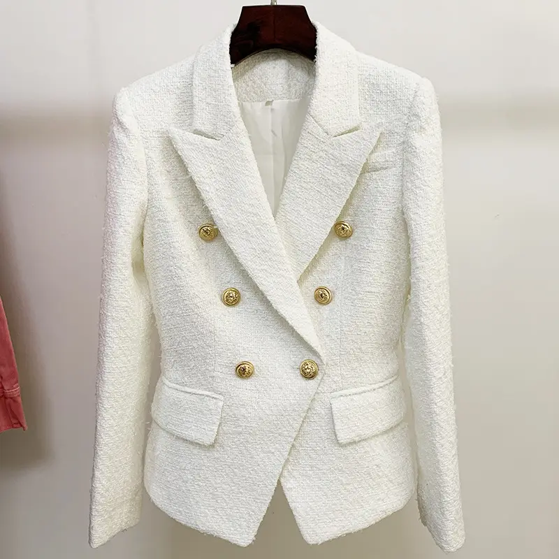 NOVANCE-Chaqueta con hombros acolchados para mujer, traje personalizado de invierno, chaqueta formal de oficina, color blanco, versión amplia, OLX067