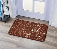 Tapis de porte antidérapant en polyester, imitation fourrure de lapin, bronzé moderne, avec feuille d'or, pour salle de bain et cuisine, vente en gros