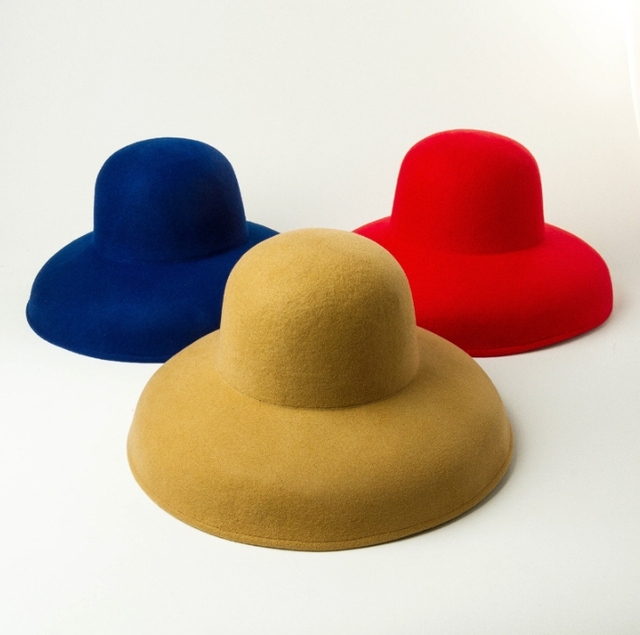 A012306 Retro Fisherman Hat Wide Brim Basin Caps 100% Wool Fedora Hats Fashion and Sample Dome Dropping Brim Bucket Hats