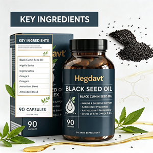 Capsules d'huile de nigelle (Nigella Sativa) avec vitamine E, 60 gélules, pure, pressée à froid, OEM, marque privée, en vrac, complément bien-être quotidien - Product Image 2