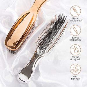 <span class=keywords><strong>Brosse</strong></span> à cheveux <span class=keywords><strong>lissante</strong></span> bouclée sans statique galvanisée Séchage par soufflage <span class=keywords><strong>Brosse</strong></span> à cheveux démêlante sans enchevêtrement pour cheveux épais - Product Image 4