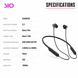 <span class=keywords><strong>Auricolari</strong></span> Wireless 5.2 con Fascia da Collo, 11 Ore di Riproduzione, 9 Ore di Conversazione, 110 Ore in Standby, Altoparlante da 10mm per Sport, Corsa, Palestra, Allenamento - Product Image 4