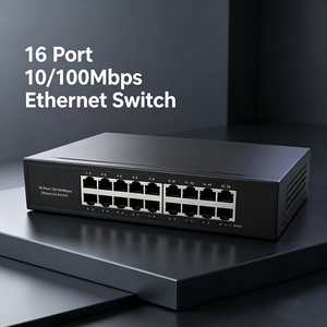 YidoSwi ND-821-16TX Switch <span class=keywords><strong>Ethernet</strong></span> Rápido de 16 Puertos 10/100Mbps, Puertos RJ45 MDI-MDIX, Diseño Apilable Full-Duplex y Half-Duplex, 3.2Gbps - Product Image 1