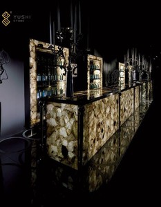 YUSHI Moderne De Luxe Rétro-Éclairé Agate Gemstone Translucide Villa Cuisine Île Bar <span class=keywords><strong>Comptoir</strong></span> <span class=keywords><strong>pour</strong></span> Hôtel Vanity Top Utilisation - Product Image 4