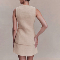 Ensemble de Bureau Personnalisé YFY pour Femme - Ensemble Printemps/Été à Col Rond et Jupe Courte en Chanvre Ouvert, Vêtements de Travail Élégants et Uniques