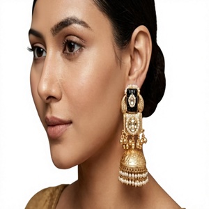 Designer Best Quality Stone Look Gold Plated <b>Earrings</b> Traditional Wear for Party Wedding Function Wear Collection For Wome - Product Image 2