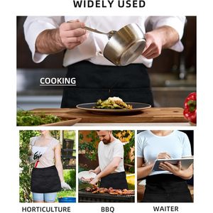 FOXA Waist Apron 3 Pockets Cotton Unisex Restaurant <b>Bar</b> Server Apron - Product Image 2