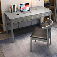 Bureau de travail double en bois massif de style chinois avec tiroir, design simple et moderne pour bureau à domicile ou usage commercial