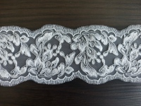 Dentelle brodée rétro motif lotus, 100 % polyester, tricotée, largeur 7,5 cm, bordure festonnée irrégulière, accessoires de mariage pour robes de mariée