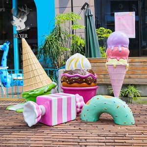 Décoration de boutique de desserts, sculpture de crème glacée en fibre de verre créative, fibre de verre fondue pour galerie d'<span class=keywords><strong>art</strong></span> - Product Image 3