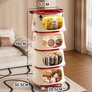 Cute 4 Layer Plastic Storage Rack Organizer Removable with <strong>Wheels</strong> Household Container Basket for Kitchen Bedroom Living Room - Product Image 1