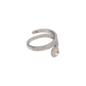 S925 Silver Open <b>Ring</b> for Women Simple Fashionable Living <b>Ring</b> 9-10 <b>Pearl</b> Versatile DIY Jewelry Accessory Holder Trendy Inlay - Product Image 5