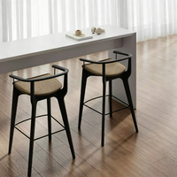 Tabourets de bar modernes nordiques en bois massif, acier inoxydable, usage domestique, style design, tissu, tabourets de bar minimalistes pour comptoir