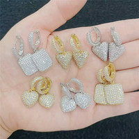 Boucles d'oreilles micro-pavées CZ transparentes CH-CKE0686, boucles d'oreilles créoles tendance en gros, nouvelles boucles d'oreilles plaquées CZ au design original