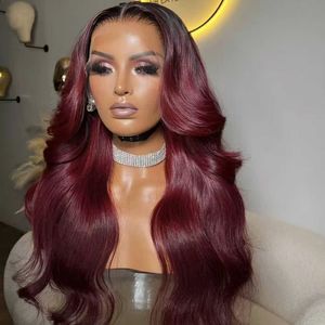 Perruque frontale en dentelle HD 13x4 13x6 en <span class=keywords><strong>cheveux</strong></span> humains vierges <span class=keywords><strong>noir</strong></span> racine bordeaux, ligne de <span class=keywords><strong>cheveux</strong></span> naturelle, sans colle, nœuds invisibles, ondulation naturelle - Product Image 2